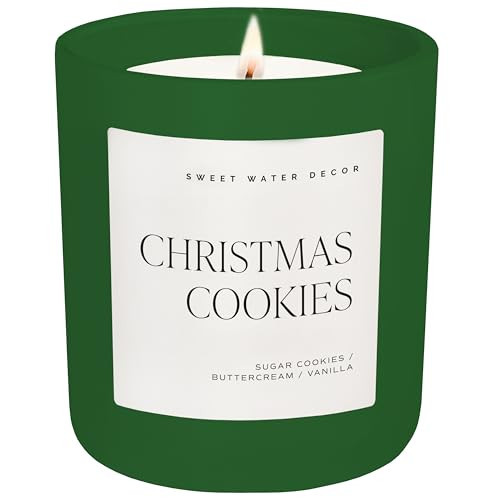 Sweet Water Decor Christmas Cookies Scented Candles - Christmas Stocking Stuffers Soy Candles Sugar Cookies Scent - Christmas Candles with 70 Hours Burn Time - 15Oz Green Matte Jar Wax Candles | Amazon (US)