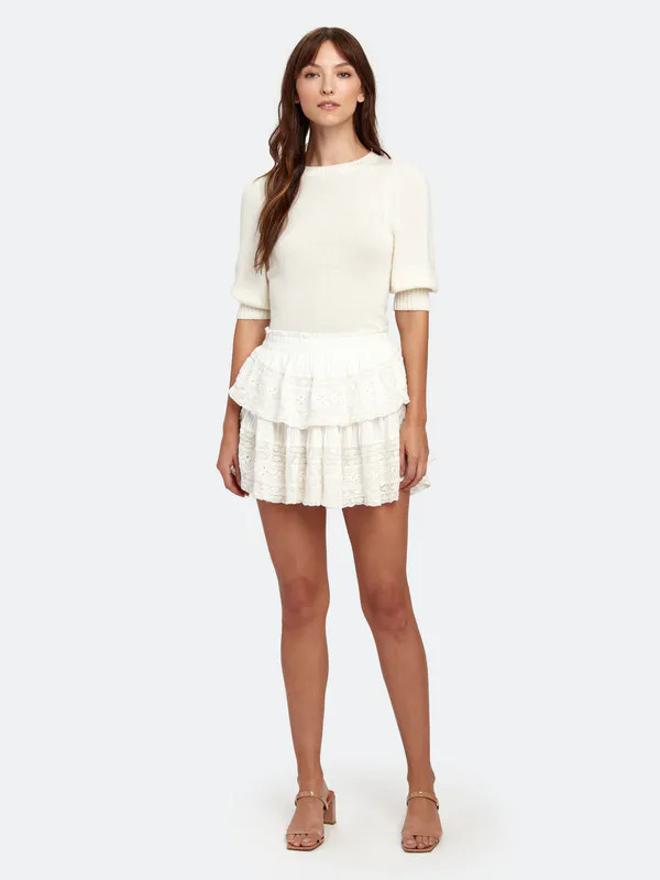 LOVESHACKFANCY Ruffle Mini Skirt - White - M | Verishop