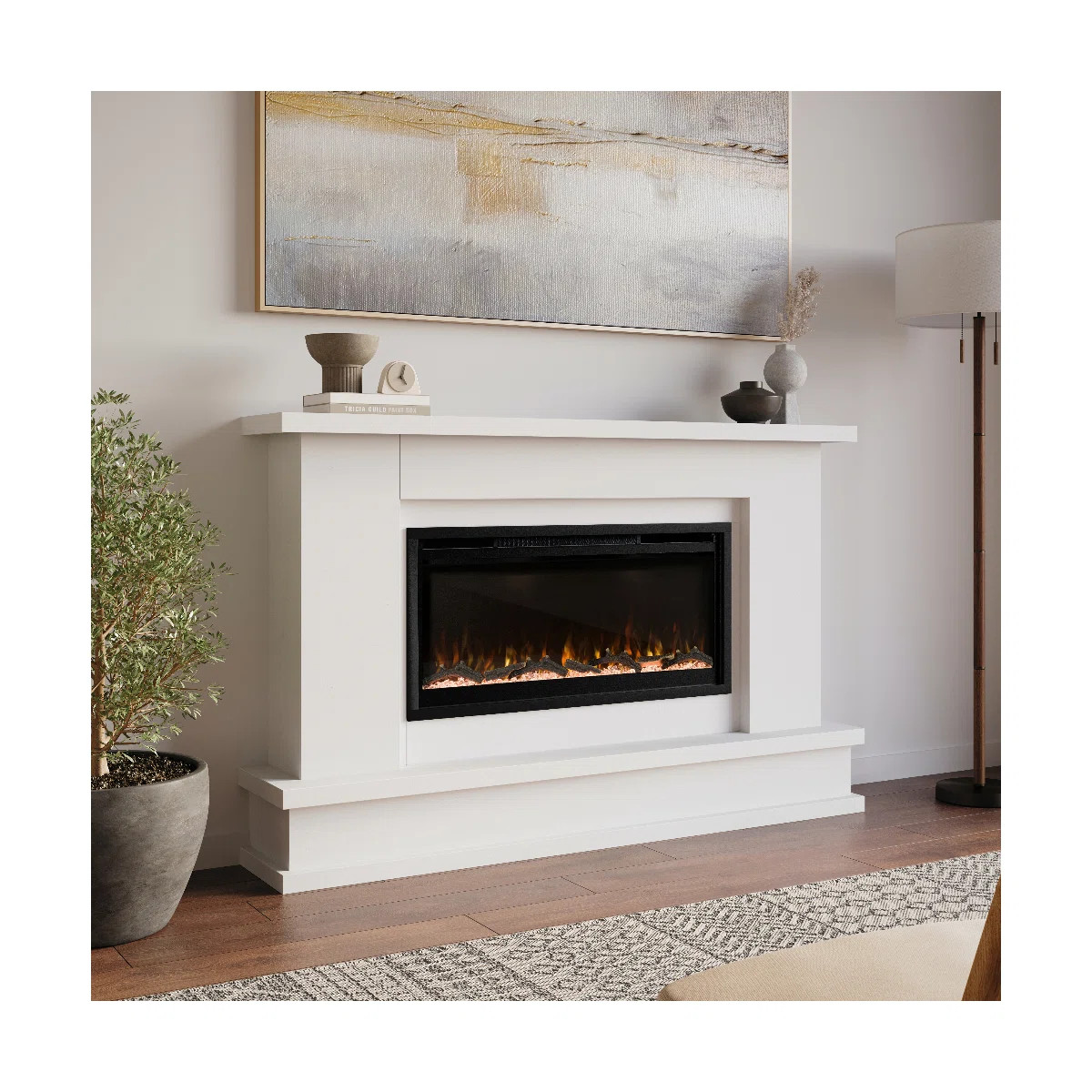 Modern Ember Patton 64" Mantel Package with 42" Electric Fireplace - Works w/ Alexa and Google As... | Wayfair North America