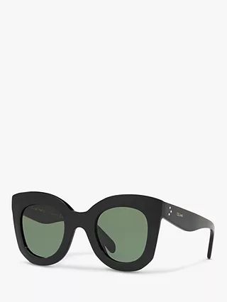 Celine CL4005IN Women's Rectangular Sunglasses, Black/Green | John Lewis (UK)