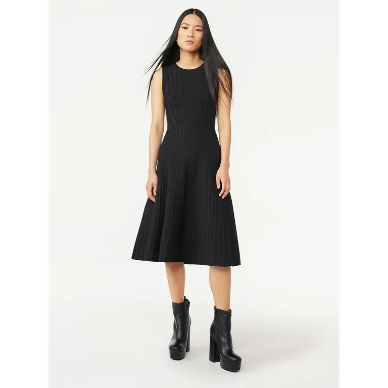 Scoop Women's Midi Ribbed Sweater Dress, Sizes XS-XXL | Walmart (US)