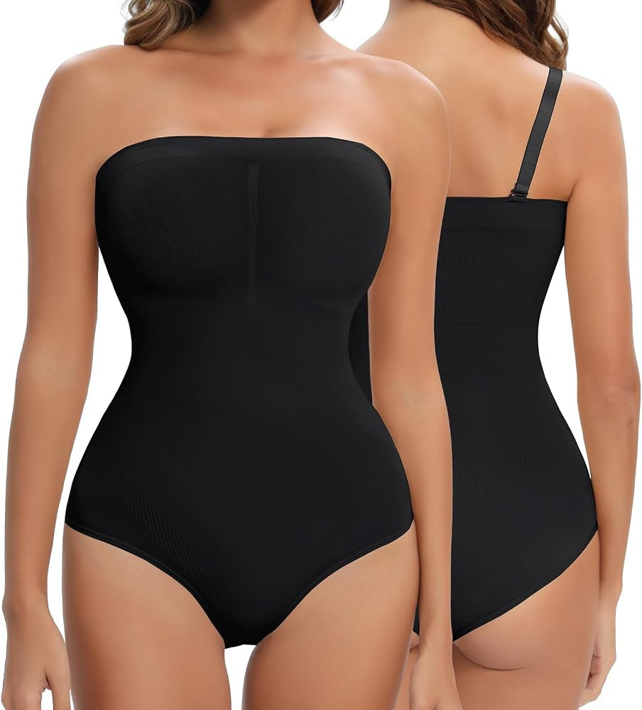 Strapless Shapewear for Women, Tummy Control Triangle Bodysuit, Seamless Sculpting Body Shaper Ta... | Amazon (US)
