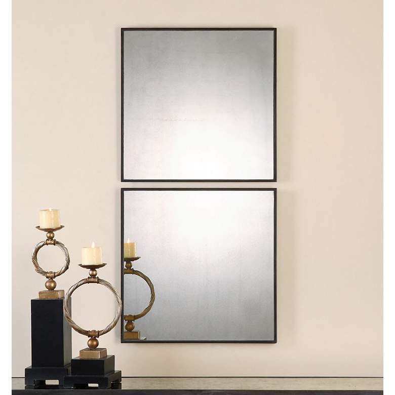Matty Aged Black 23 1/2" Square Wall Mirrors Set of 2 - #84A27 | Lamps Plus | Lamps Plus