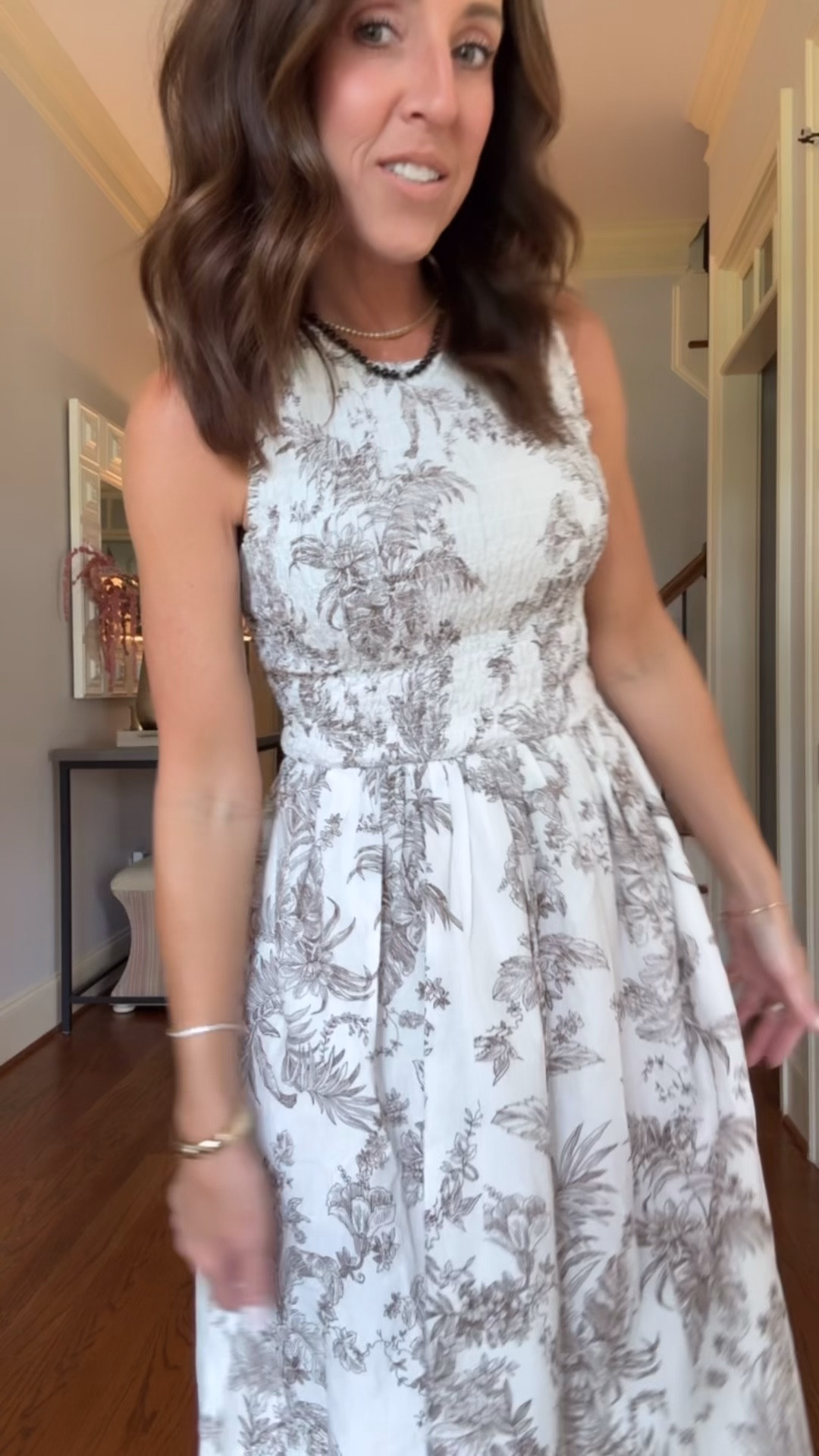 Love this style of sundress…smocked top, long maxi skirt. Perfect for day or travel. 
Wedge sandals. 
Wearing XS petite (exchanging for XS regular for longer length)

#LTKPetite #LTKOver40 #LTKSeasonal