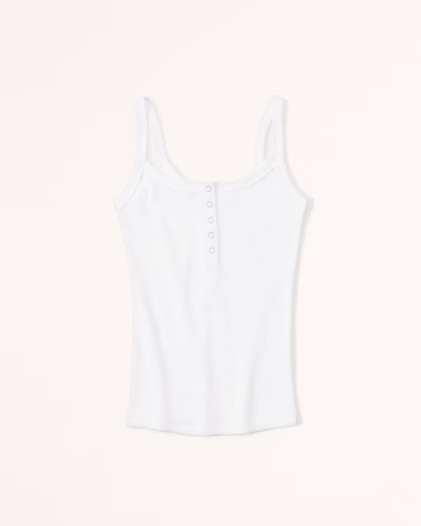Women's Essential Rib Tuckable Henley Tank | Women's Tops | Abercrombie.com | Abercrombie & Fitch (US)