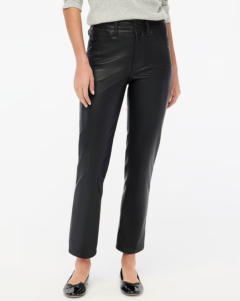 Full-length straight-leg pant in faux leather | J.Crew Factory