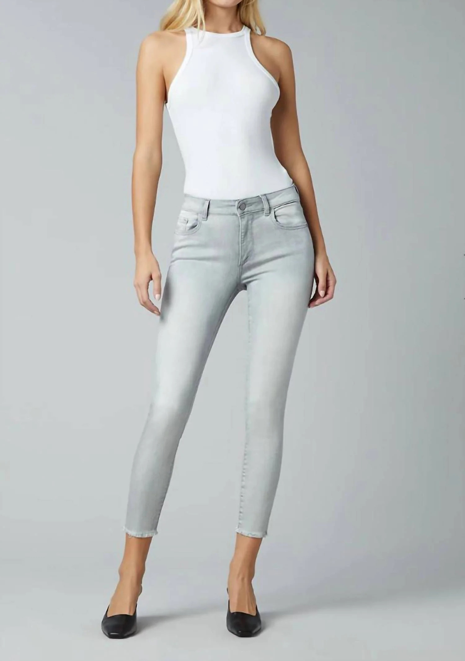Florence Skinny Mid Rise Instasculpt Ankle Crop Jeans In Grey | Shop Simon