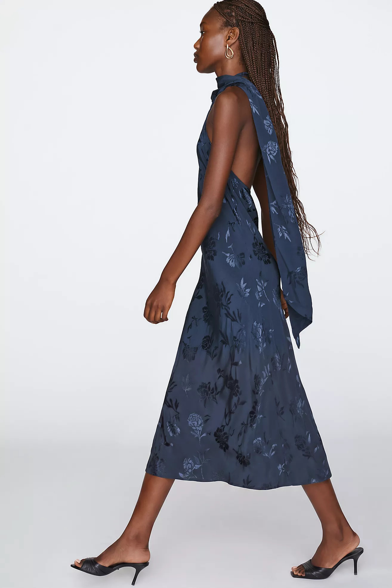 By Anthropologie Jacquard Halter Midi Dress | Anthropologie (US)