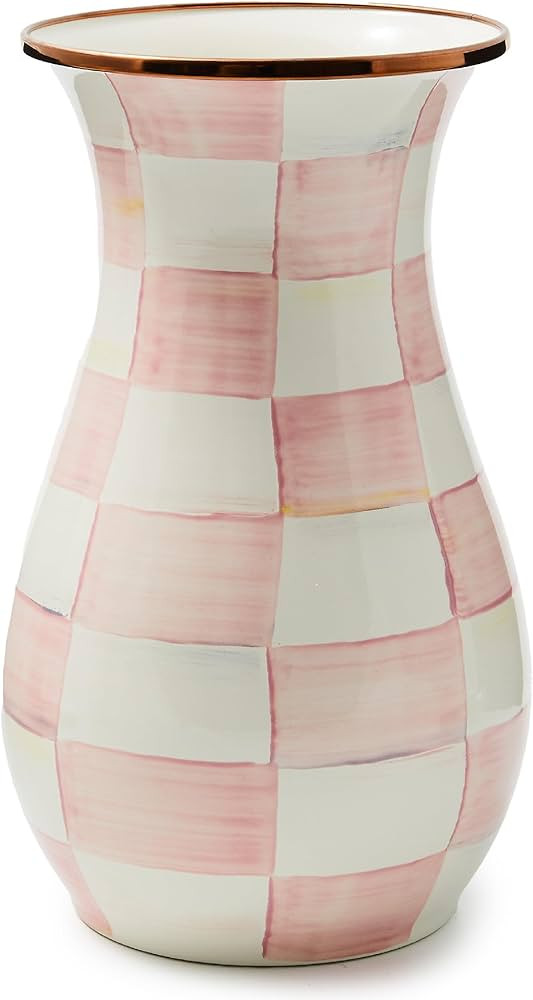 MACKENZIE-CHILDS Tall Enamel Vase, Unique Flower Vase, Bouquet Vase Decor for Living Room, Pink-a... | Amazon (US)