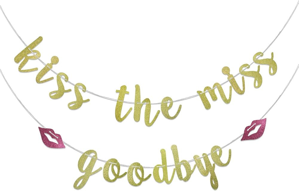 Kiss The Miss Goodbye Banner for Bachelorette Party Decorarion, Wedding, Bridal Shower, Engagemen... | Amazon (US)