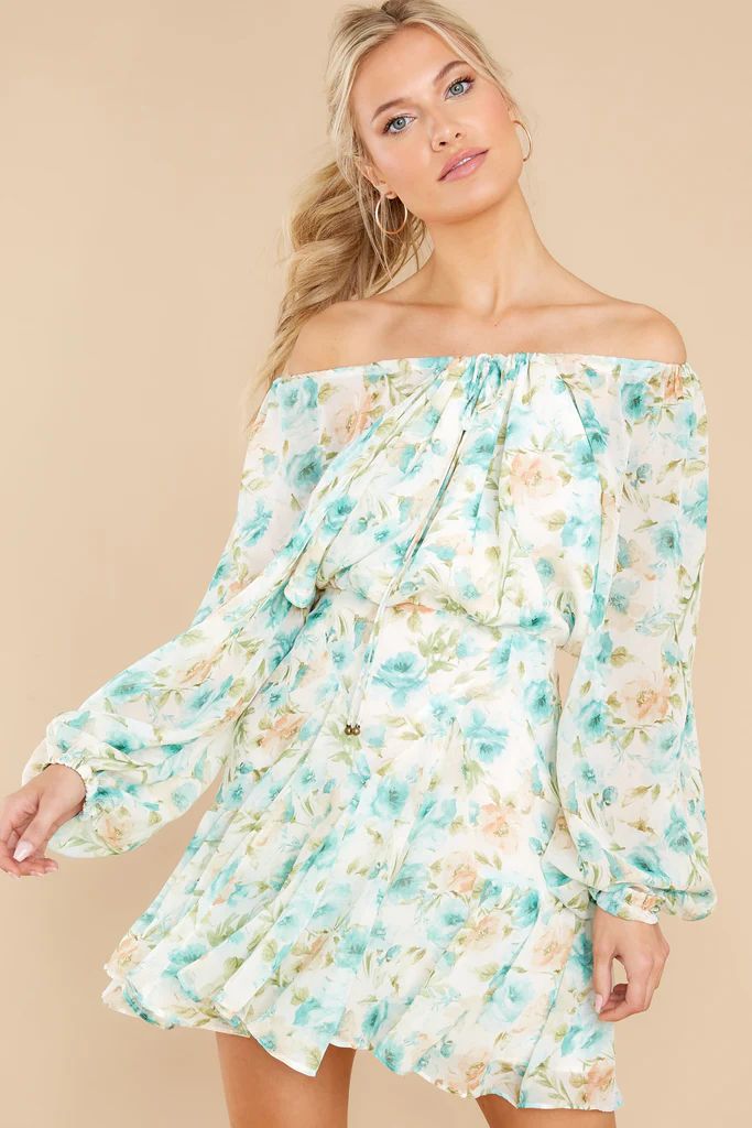 Sweet Awakening Light Green Floral Print Dress | Red Dress 