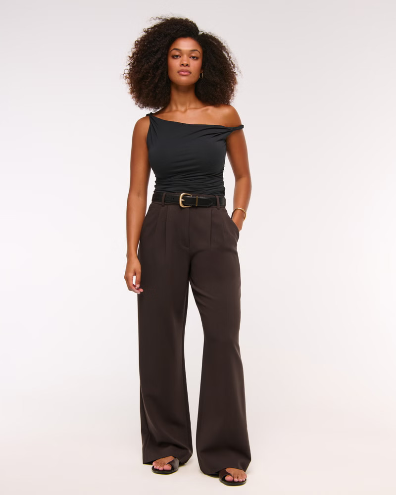 Women's Curve Love A&F Sloane Tailored Wide Leg Pant | Women's Bottoms | Abercrombie.com | Abercrombie & Fitch (US)
