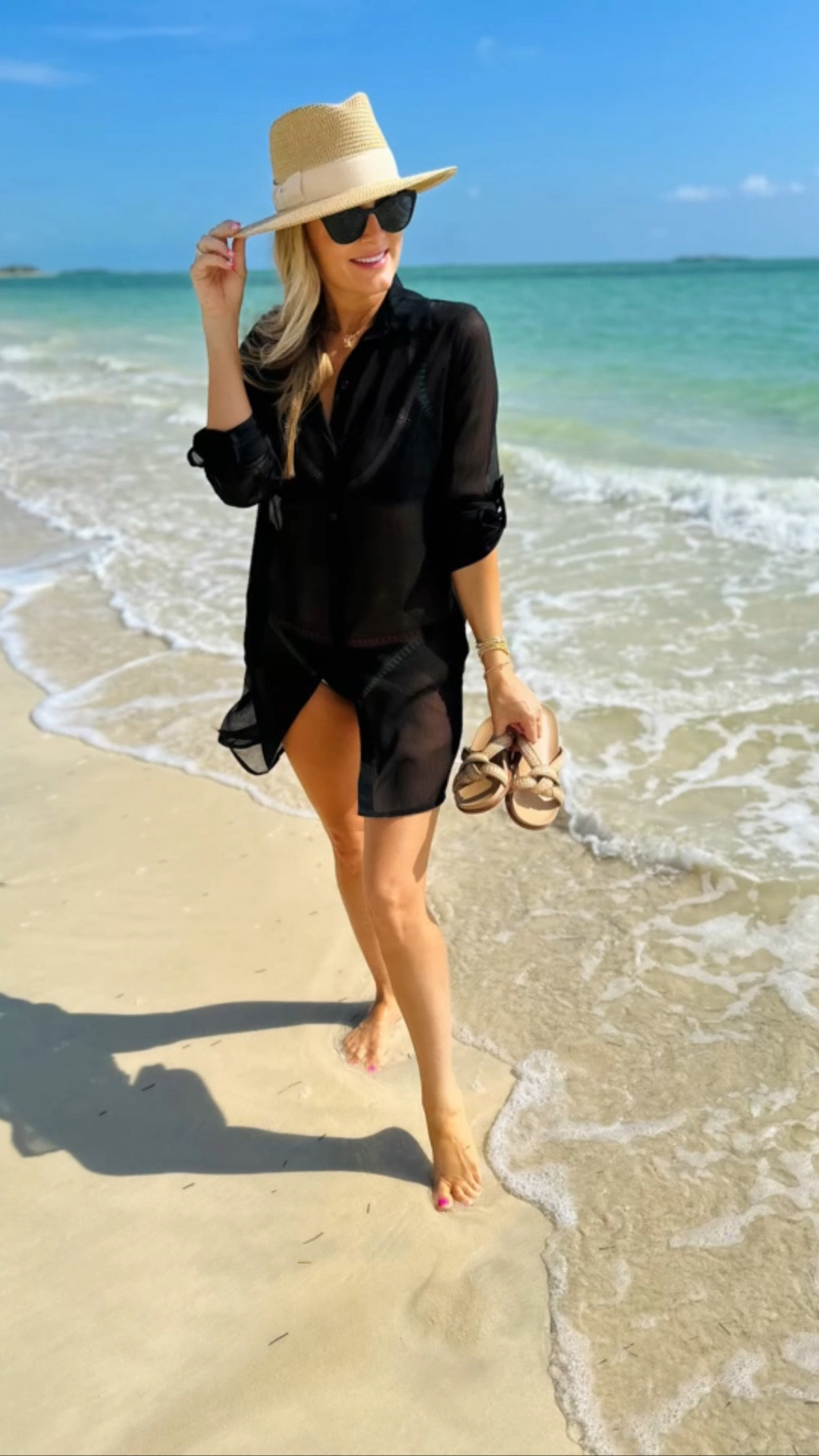Living my best life in the Bahamas. Absolutely obsessed with my new @ericjavits Squishee® Instinct sun hat and Notti Peanut sandals! This packable signature fedora with stitched Squishee® straw blocks up to 95% of the sun's ultraviolet rays, protecting your skin from overexposure and premature aging. Yes please! Its lightweight  and comfortable-it will be on repeat all summer long! 👌🏻 Also, I’m absolutely loving thsse cute casual knotted Notti Peanut sandals. Their deeply cushioned molded footbed make them comfortable and supportive!  The perfect summer travel sandal! 

#ericjavits #EricJavitsPartner

Follow my shop @fashionablyjess on the @shop.LTK app to shop this post and get my exclusive app-only content!

#liketkit 
@shop.ltk
 

#LTKstyletip #LTKFind #LTKsalealert