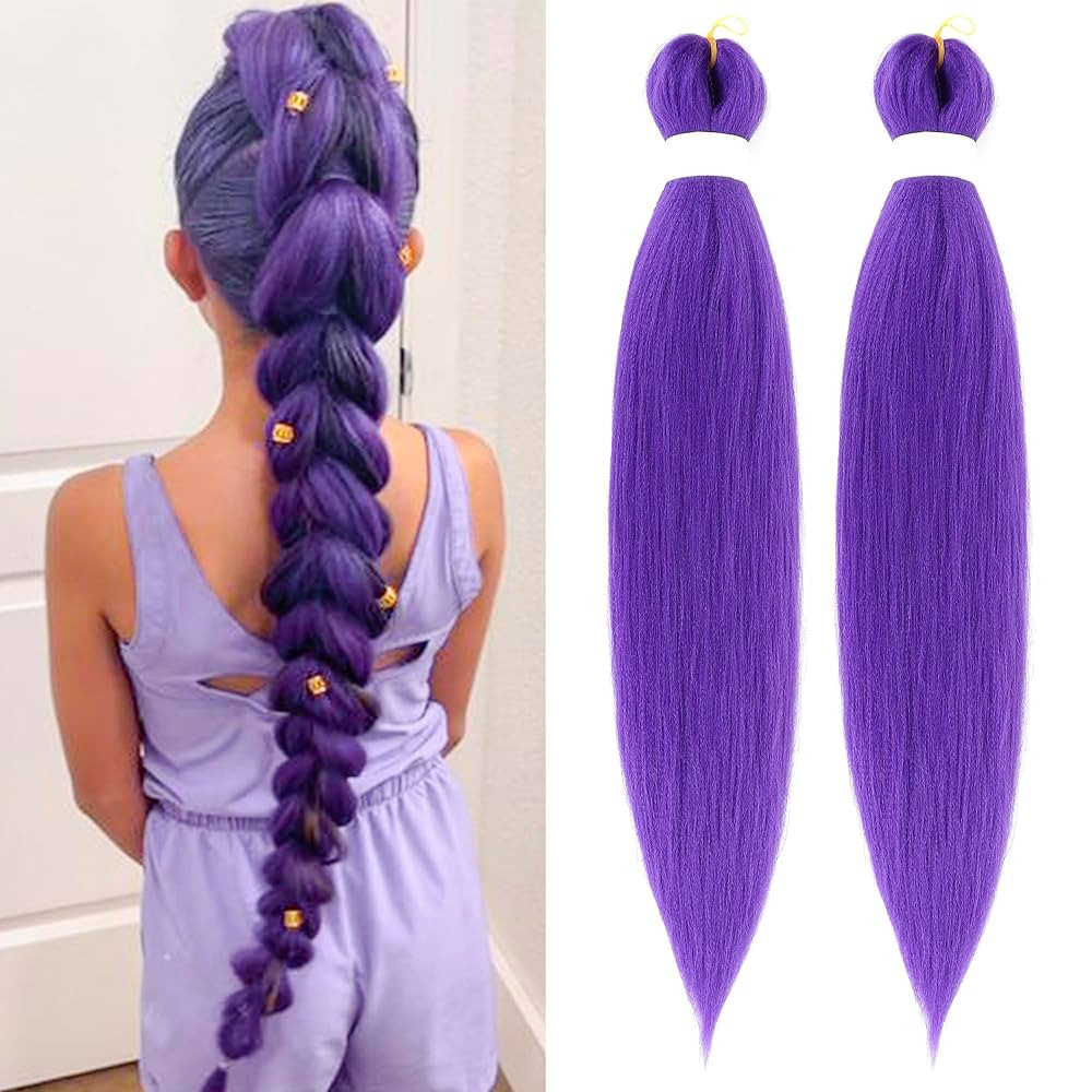 Purple Pre-stretched Braiding Hair Extension for Braids Yaki Synthetic Crochet Braiding Twist Hai... | Amazon (US)