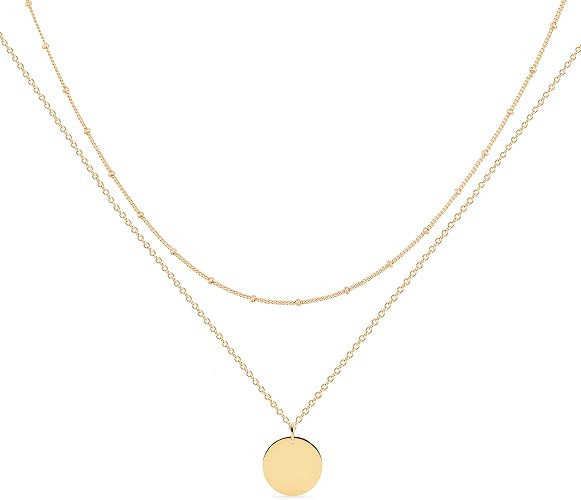 MEVECCO Layered Heart Necklace Pendant Handmade 18k Gold Plated Dainty Gold Choker Arrow Bar Laye... | Amazon (US)