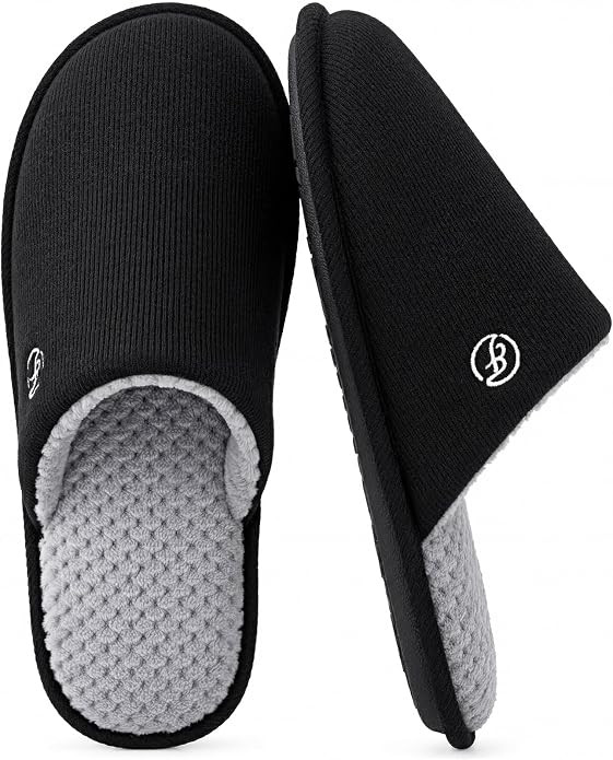 EverFoams Men's Cotton Knit Slippers Lightweight Memory Foam Indoor Breathable House Shoes with A... | Amazon (US)