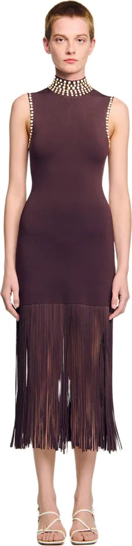Fringed knit midi dress | Nordstrom