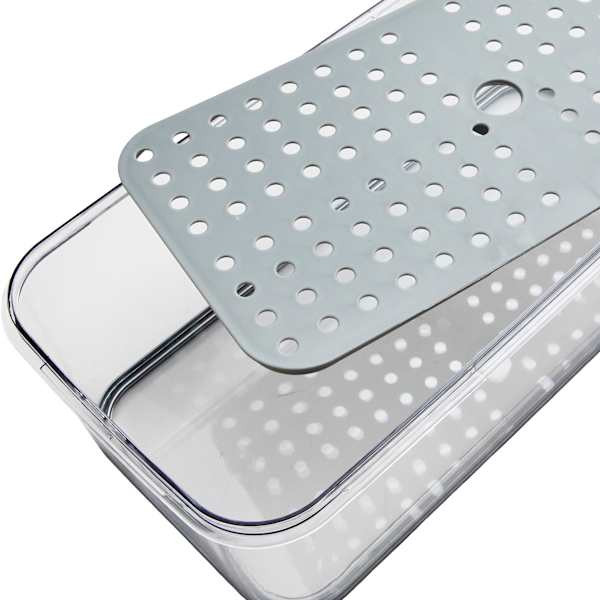 REAL SIMPLE Grey Produce Fridge Storage with Date Marker Lid, 1.5L | At Home