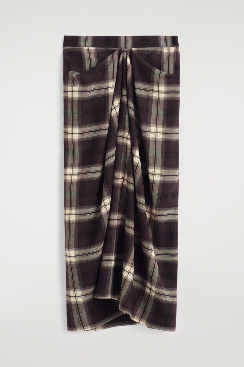 Draped Checked Midi Skirt | COS UK