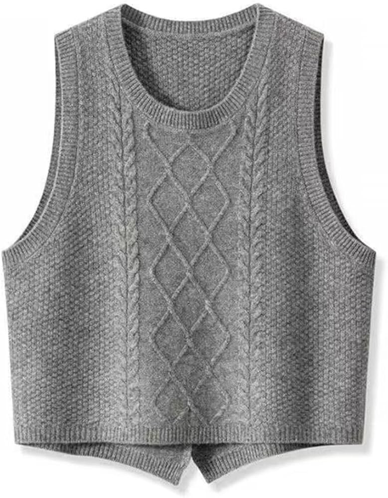 100% Merino Wool Sweaters Women's Female Fall Winter Knitted Pullover Crew Neck Waistcoat Sleevel... | Amazon (US)