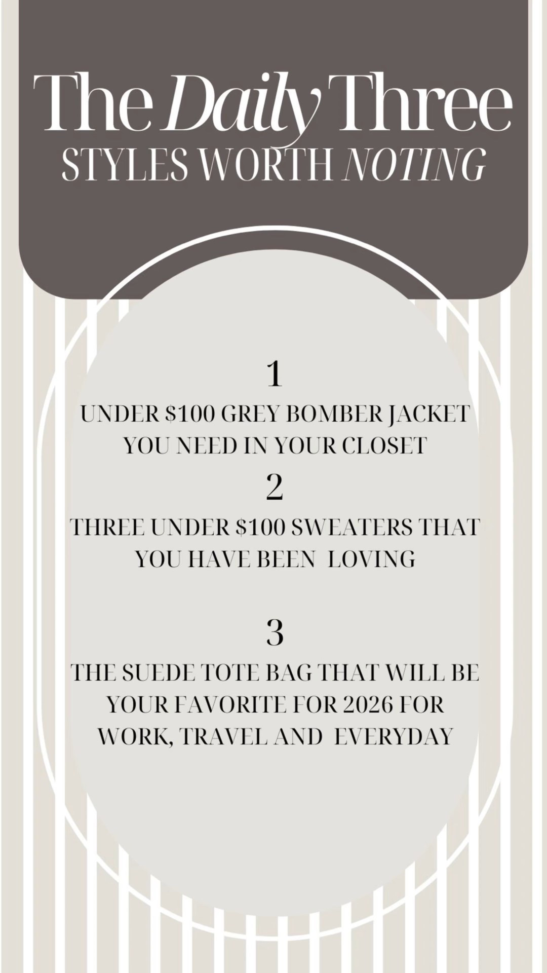 Today’s best sellers!

Sweaters under $100
Black jeans 
Zara bomber jacket 

#LTKFindsUnder100 #LTKOver40 #LTKstorytime