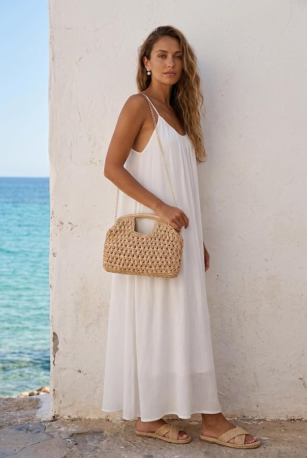 2026 Straw Clutch Purse for Women Summer Handwoven Beach Vacation Handbag Boho Raffia Crossbody B... | Amazon (US)