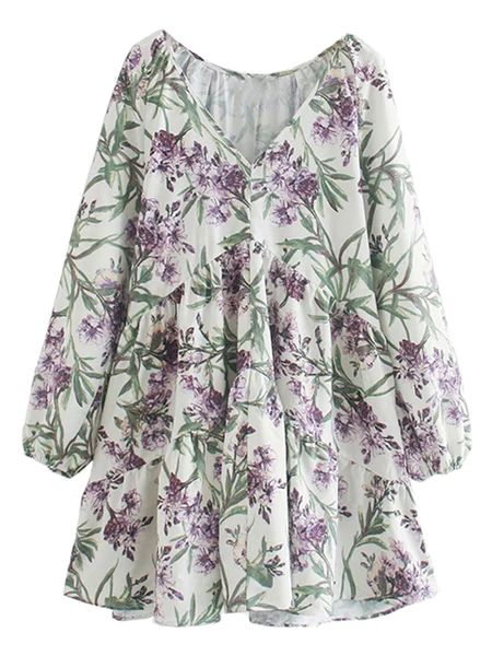 'Sofia' Floral Printed V-neck Mini Dress (2 Colors) | Goodnight Macaroon