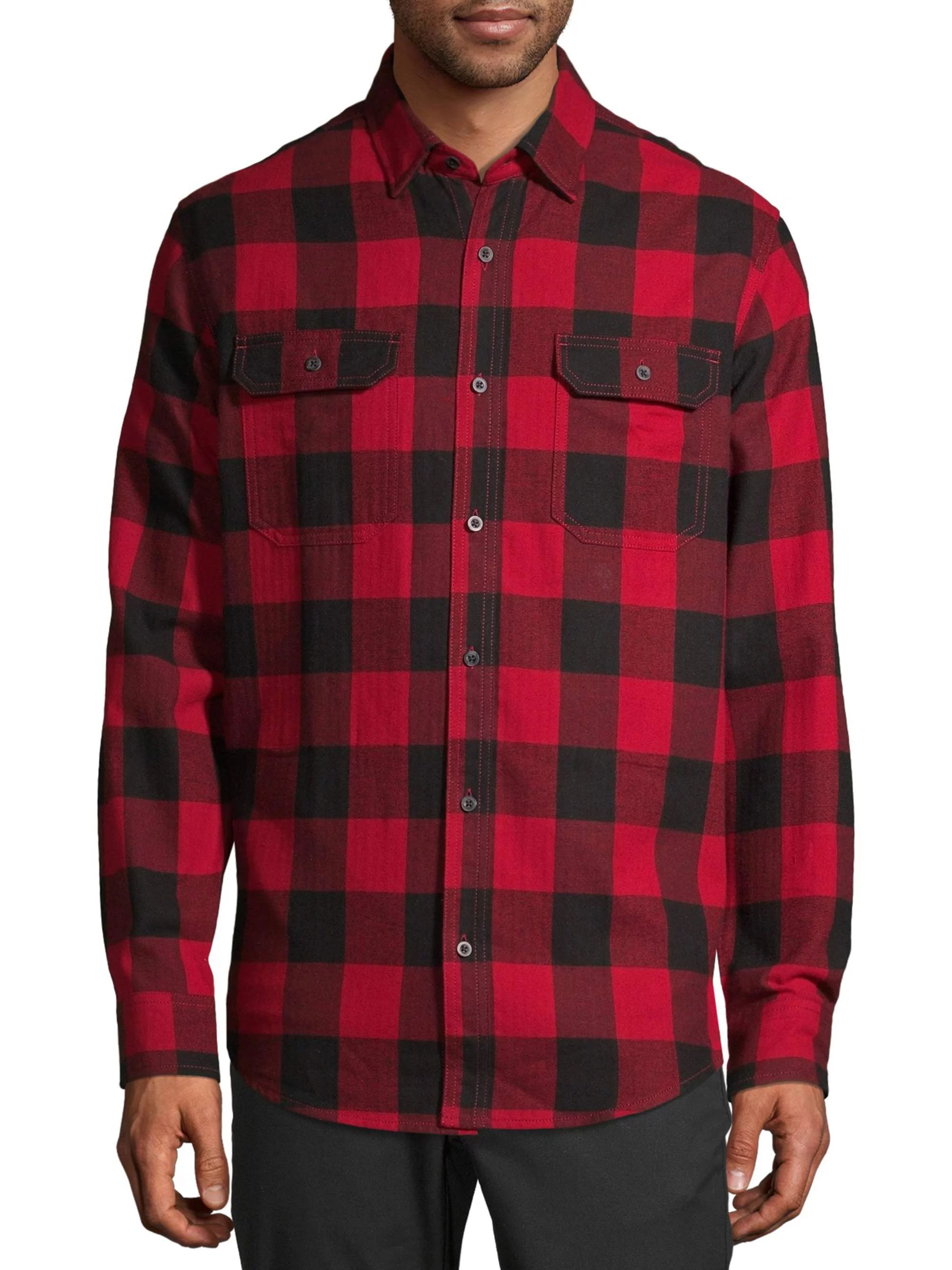 George Men's and Big Men's Buffalo Plaid Super Soft Flannel Shirt, Up to 5XLT | Walmart (US)