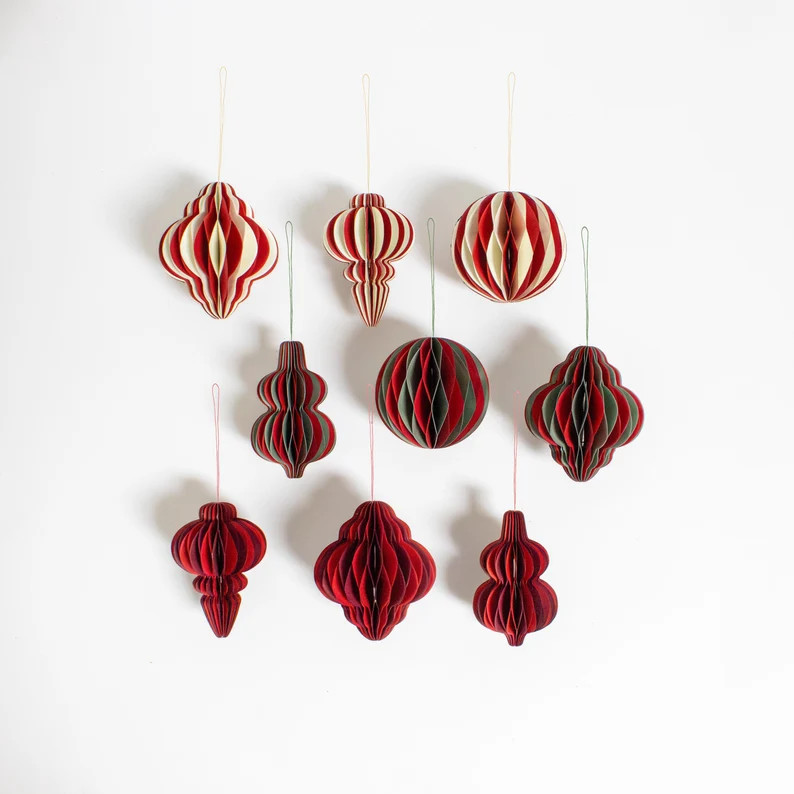 Stylish Paper Christmas Tree Balls: Sustainable Elegance for Your Christmas Tree Red, White, Gree... | Etsy (US)