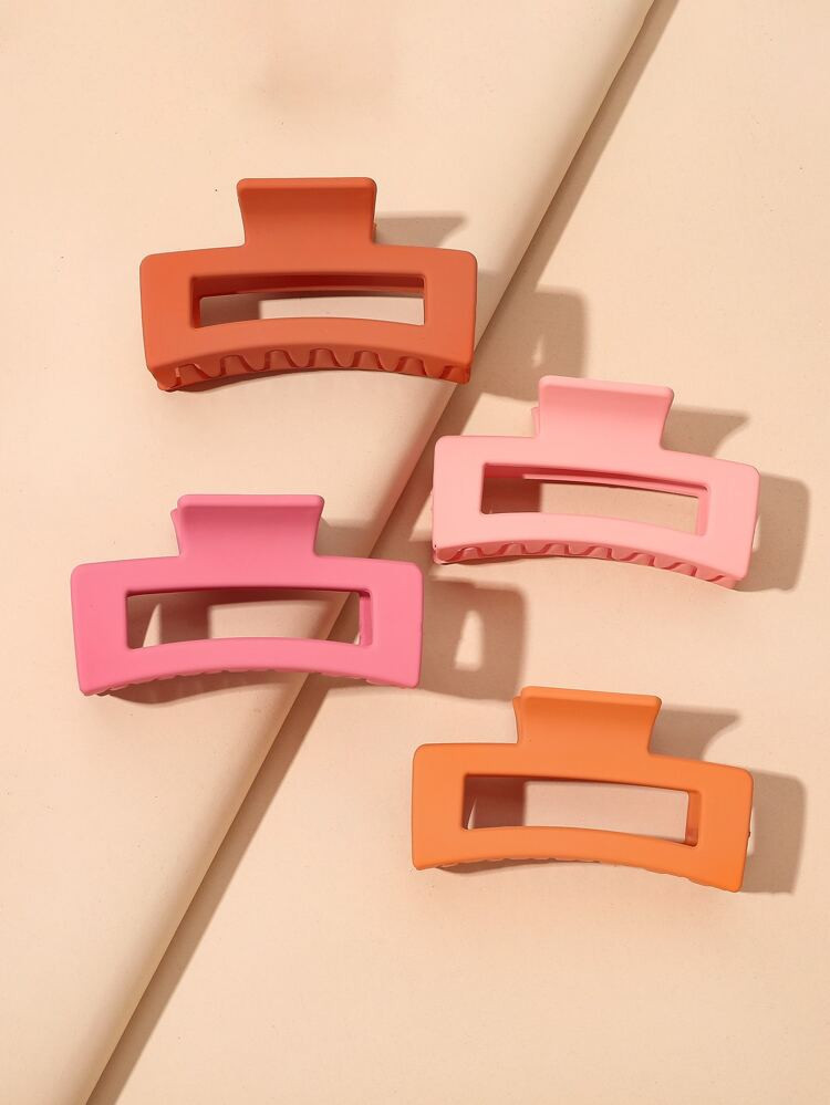 4pcs Solid Geometric Hair Claw | SHEIN