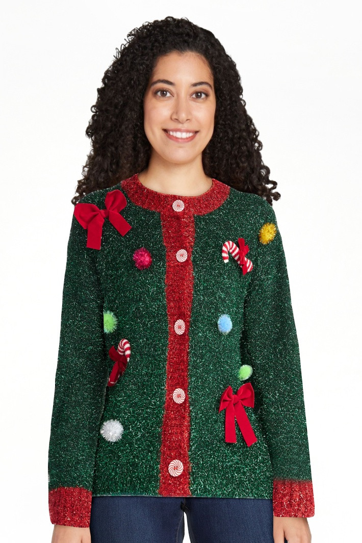 Cárdigan Navideño con Botones Delanteros Embellecidos para Mujer de Holiday Time, Tallas XS-XXX... | Walmart (US)