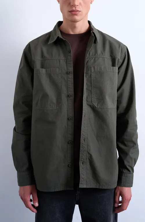 Topman Regular Fit Ripstop Button-Up Shirt in Khaki at Nordstrom, Size Medium | Nordstrom