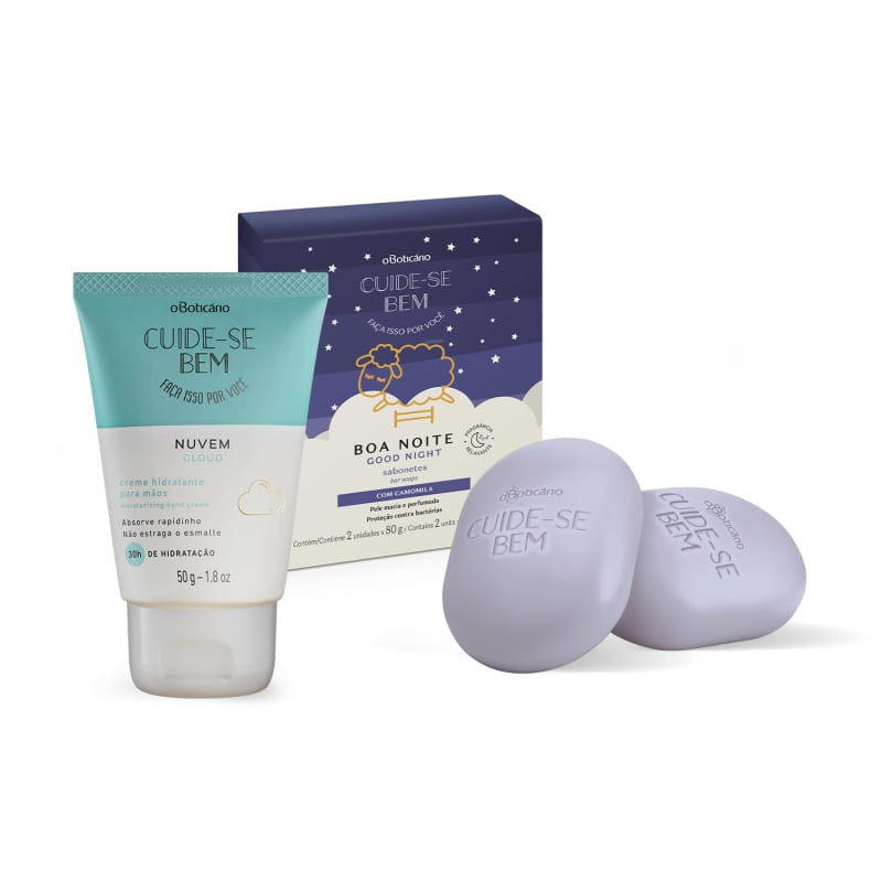 Combo Presente Cuide-se Bem: Sabonete Em Barra Boa Noite 80g + Creme para Mãos Nuvem 50g | oBoticario (BR)