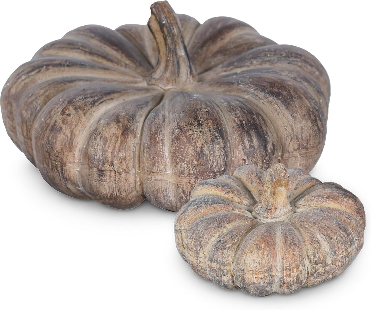 Huey House Vintage Pumpkins Set of 2, Neutral Farmhouse Fall Table Decor | Amazon (US)