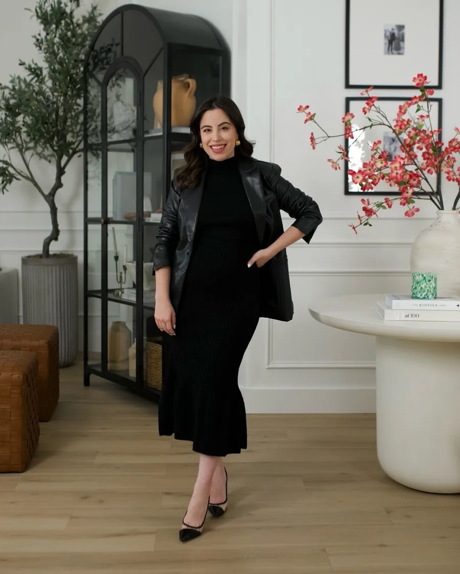 This black dress can be styled so many ways, and I'm loving it with a classic faux leather blazer. Both are under $45!

all black outfit, fall look, casual chic, affordable fashion, modest look, petite fashion

#LTKootd #LTKSeasonal #LTKPetite