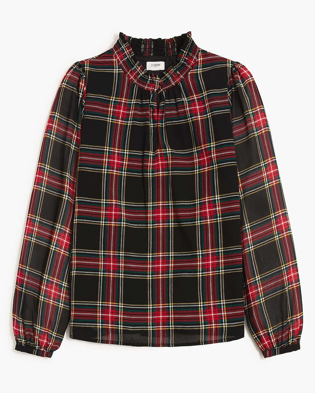 Tartan smocked keyhole top | J.Crew Factory