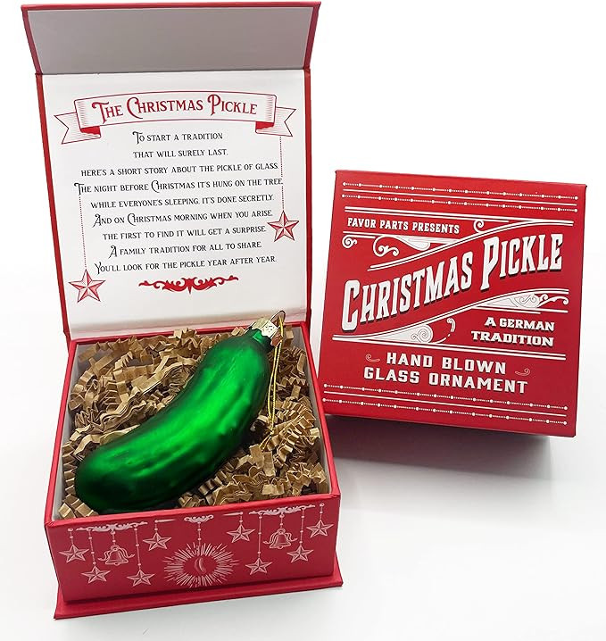 German Christmas Pickle Ornament Tradition Decor - Green Glass Tree Decoration - Gift Boxed with ... | Amazon (US)