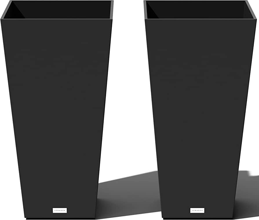 Veradek V-Resin Indoor/Outdoor Taper Planter, Set of 2 (30 inch, Black) | Amazon (US)