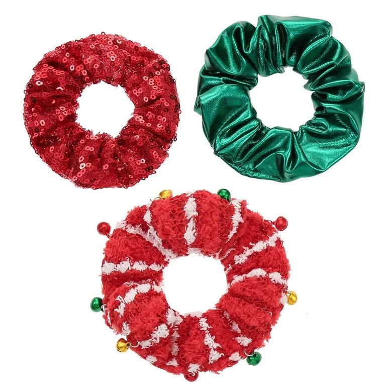 Holiday Time Metallic Scrunchies, Women and Teens, 3 Pieces | Walmart (US)