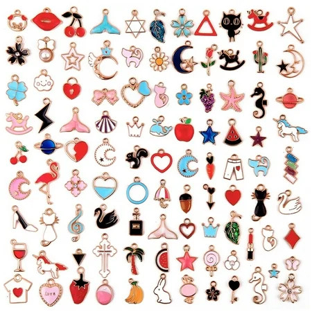 Bracelet Charms for Jewelry Making Wholesale Bulk Lots Jewelry Making Charms Assorted Gold-Plated Enamel Charms Earring Charms for DIY Necklace Bracelet Making Supplies(100PCS) | Walmart (US)