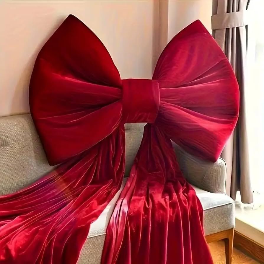 Giant Luxury Red Velvet Bow Christmas Decoration, 31.5 x 23.6 Inch Satin Ribbon Bowknot for Weddi... | Amazon (US)