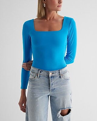 Body Contour High Compression Square Neck Long Sleeve Tee | Express