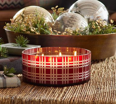 Stewart Plaid Candle - Winter Berry | Pottery Barn (US)