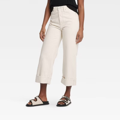 Women's Mid-Rise Cropped Vintage Wide Leg Jeans - Universal Thread™ Cream 2: Relaxed Fit, Midweight Denim, 24.5" Inseam | Target