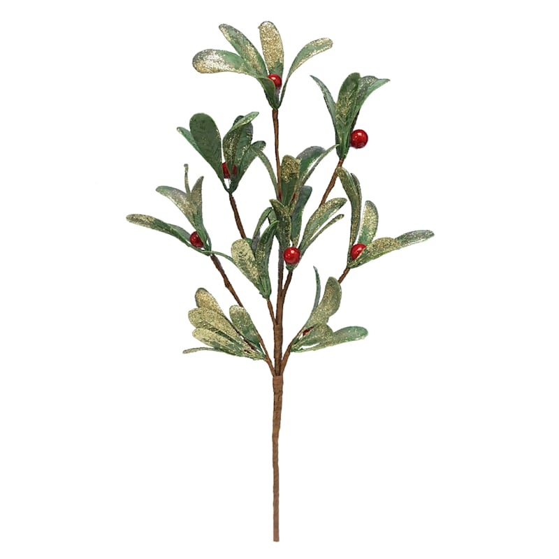 Red Berries & Leaves Pick, 14" | At Home