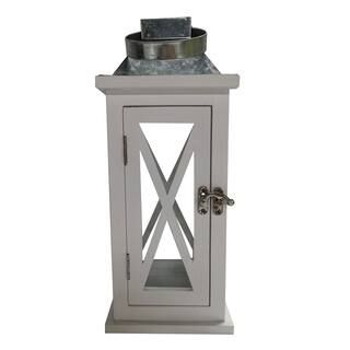 13" White Cross Wooden Lantern with Galvanized Top by Ashland® | Michaels Stores
