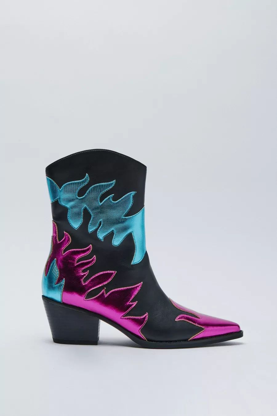 Faux Leather Flame Contrast Cowboy Boot | Nasty Gal (US)