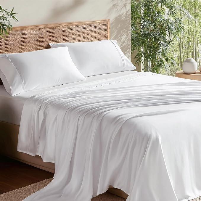 Bedsure King Size Sheet Set, Cooling Sheets, Rayon Derived from Bamboo, Deep Pocket Up to 16", Br... | Amazon (US)
