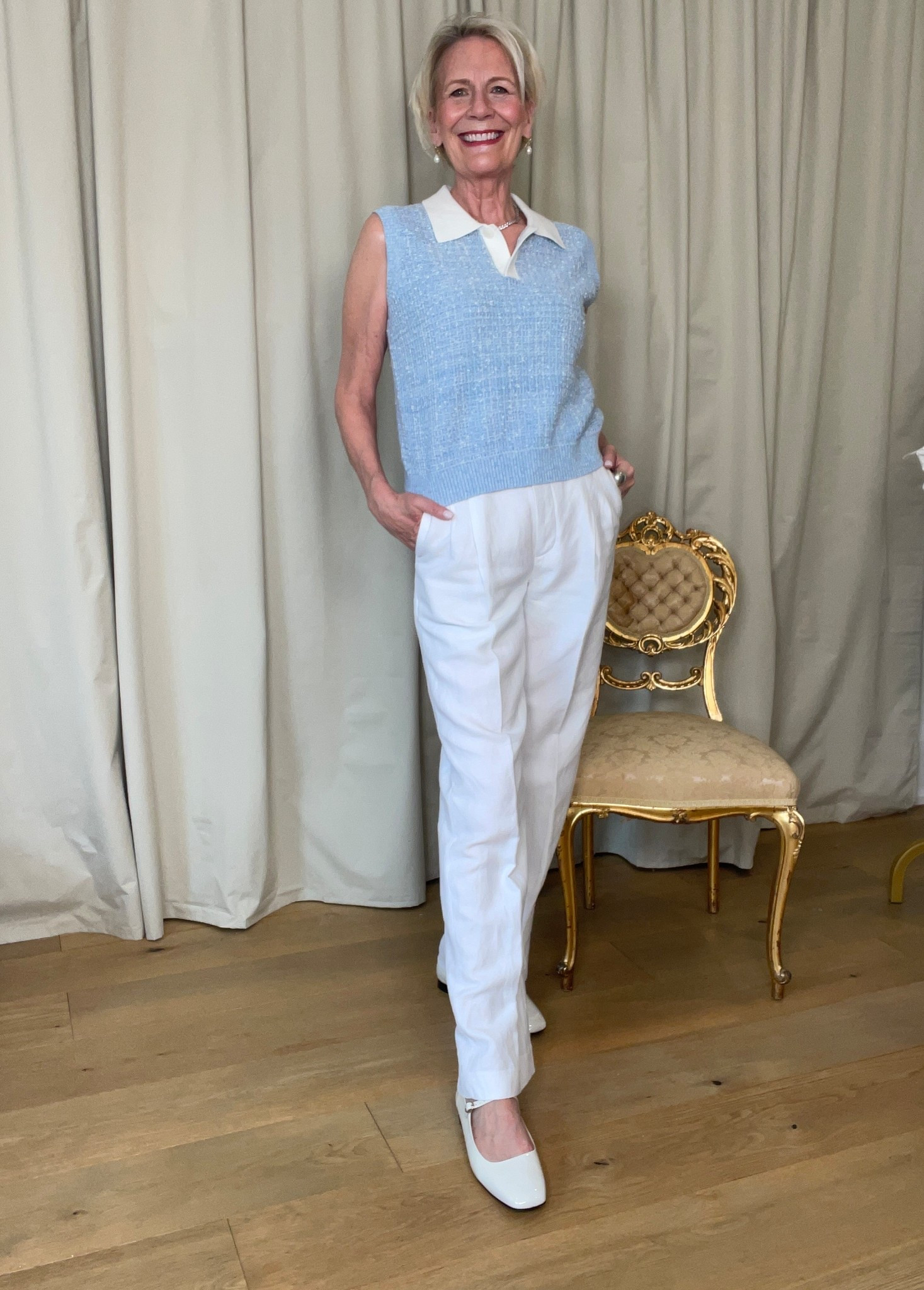 A little colour with this gifted top from GOELIA. I am loving the blue! Shoes are from Poppy Barley Canadian Slow Fashion Brand 🩵 Feeling fresh!! 

#LTKover50style #LTKcanada #LTKsummer