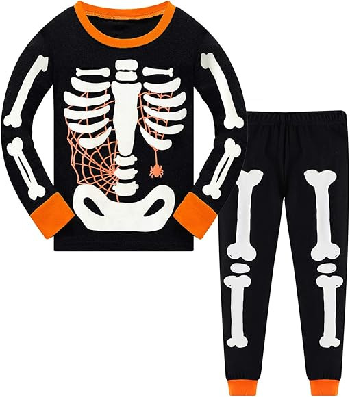 Toddler Pumpkin Pajamas Boys Glow in The Dark Skeleton Pjs 2 Piece Ghost Sleepwear Kids Halloween... | Amazon (US)